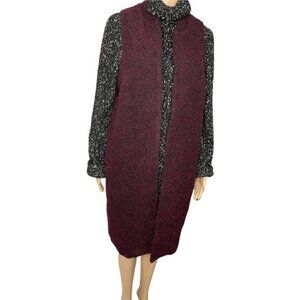 𝅺BCBGeneration Burgundy Knit Long Sweater Duster Vest Women's Size Medium